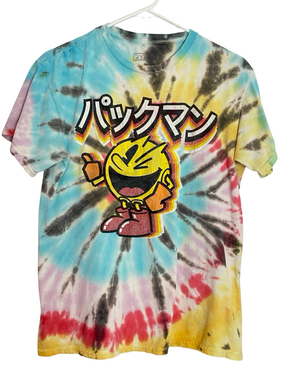 Pac-Man Tie Dye Cool Tee Tshirt Mens Unisex Size Medium Pac Man Retro Unique